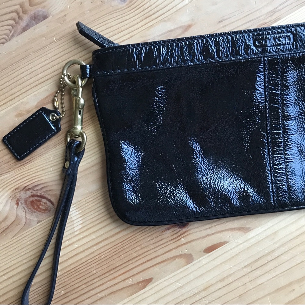 Coach wristlet black patent leather